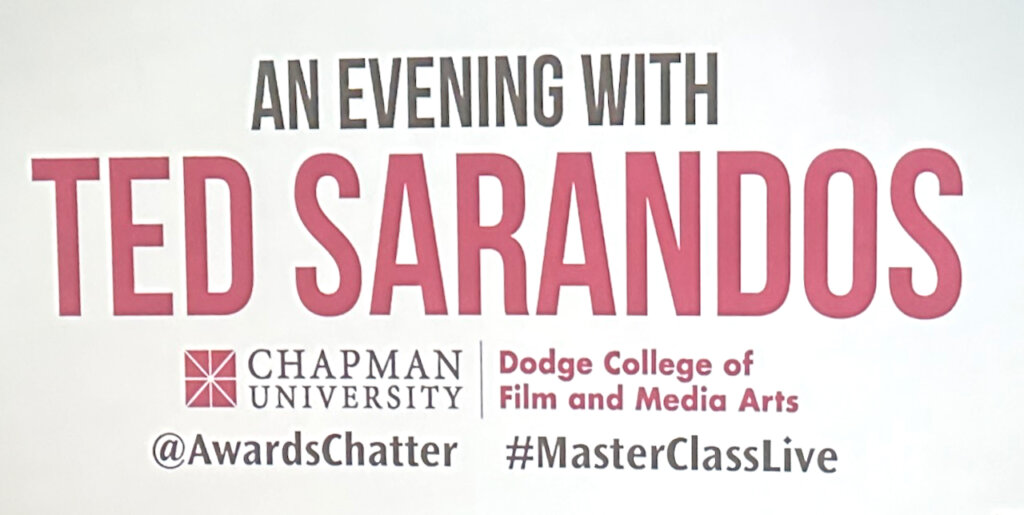 An evening with Ted Sarandos at Chapman University, Dodge College of Film & Media Arts, title slide